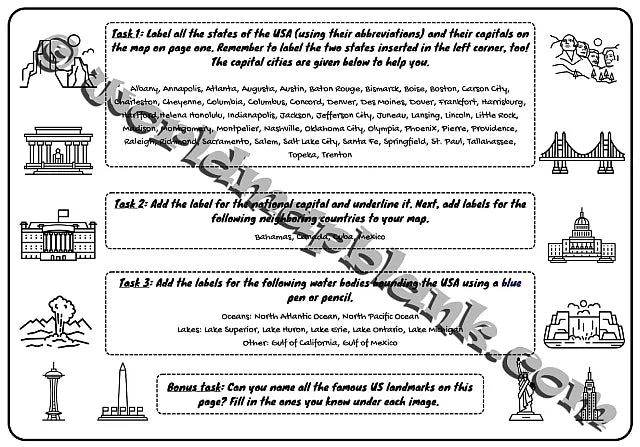 🇺🇸 USA Geography Worksheets: U.S. States & State Capitals