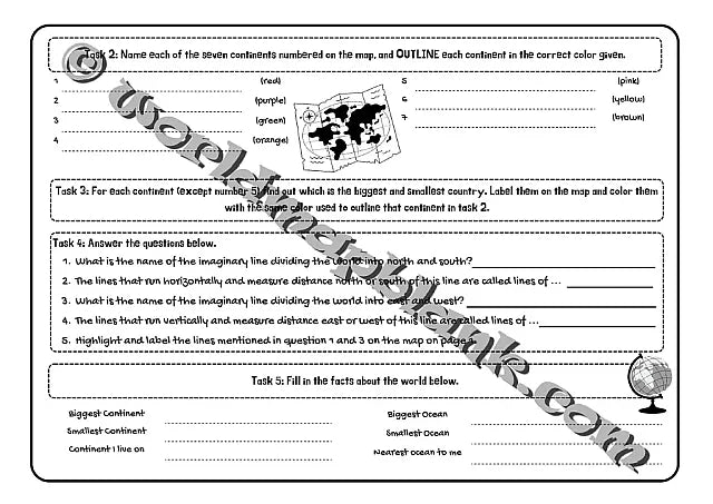 🗺 World Map Worksheets: Continents & Oceans