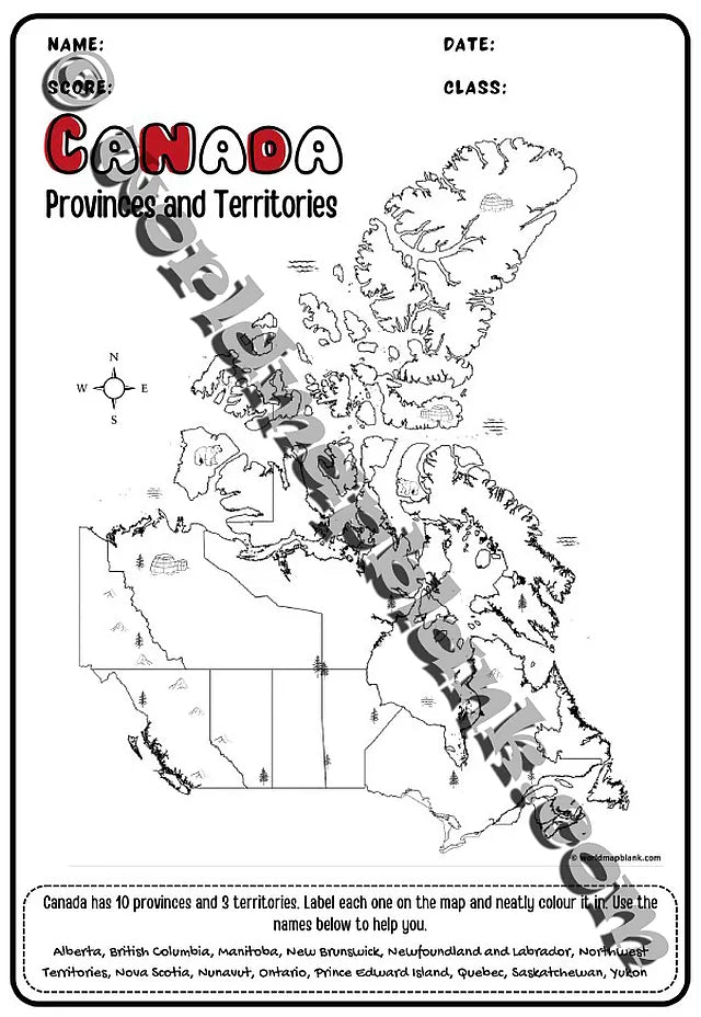 🇨🇦 Canada Worksheets: Provinces, Territories, and Capitals
