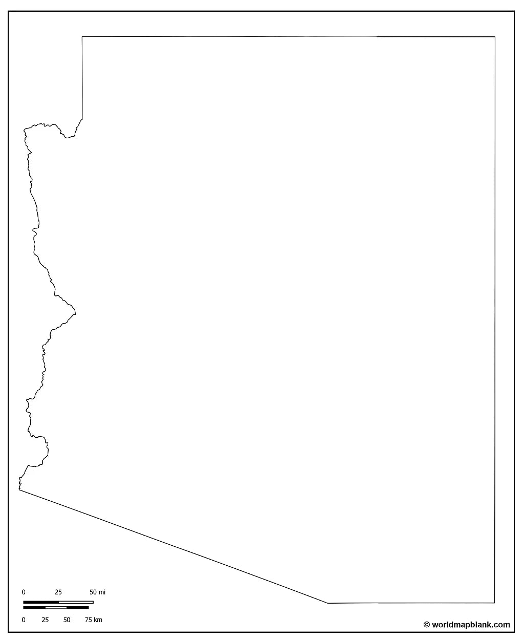 Blank Map of Arizona