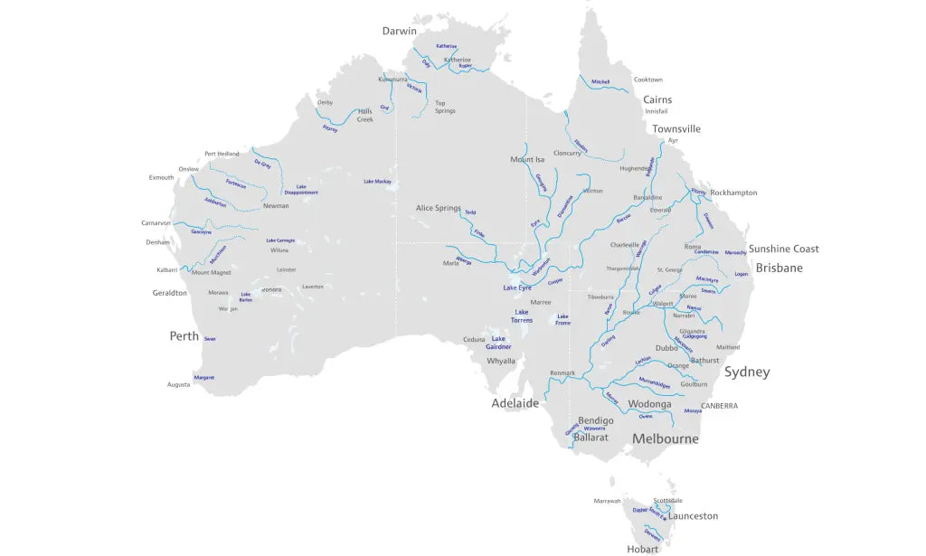 ๐ฆ๐บ Map of Australia with Rivers