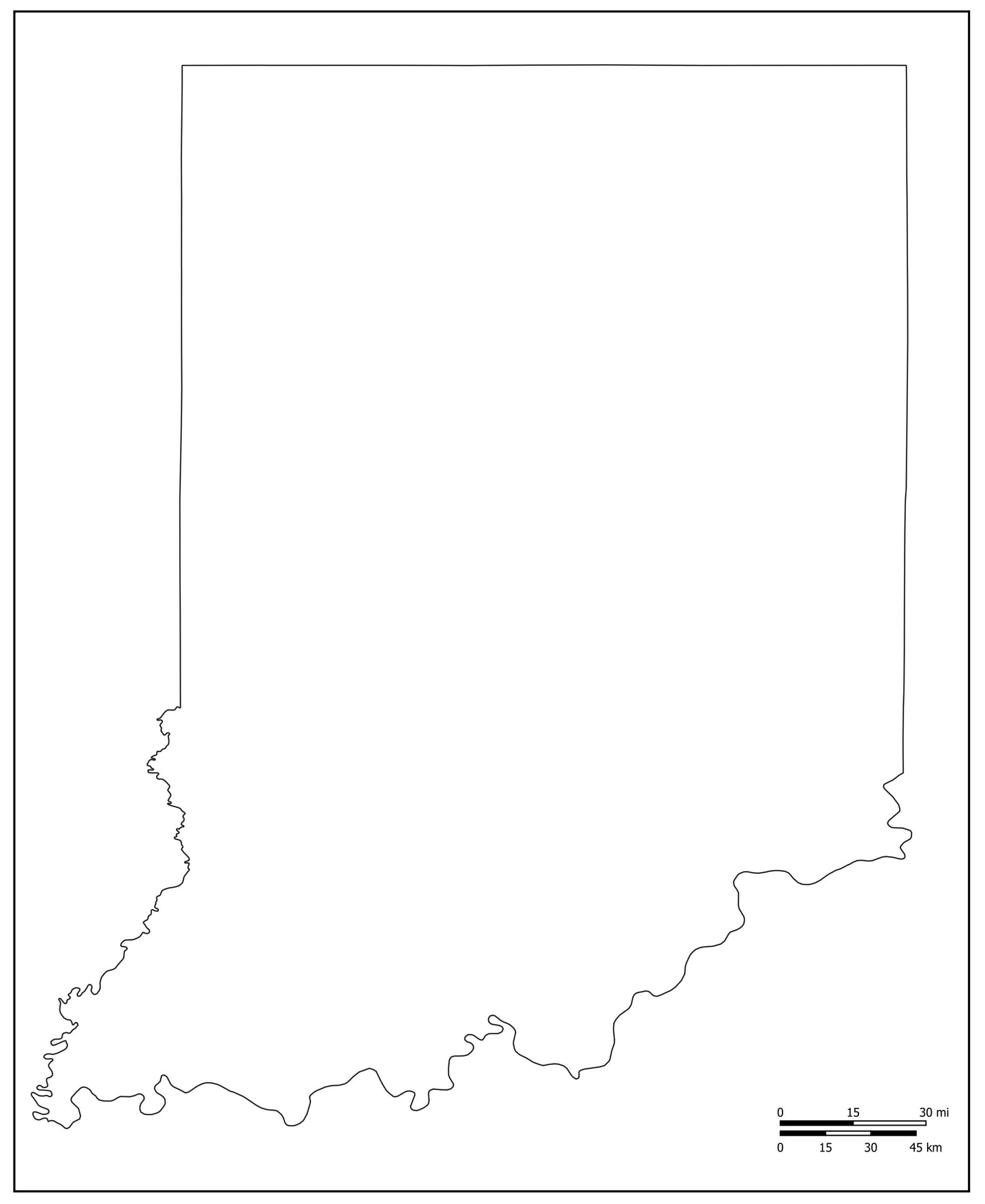 Blank Map of Indiana