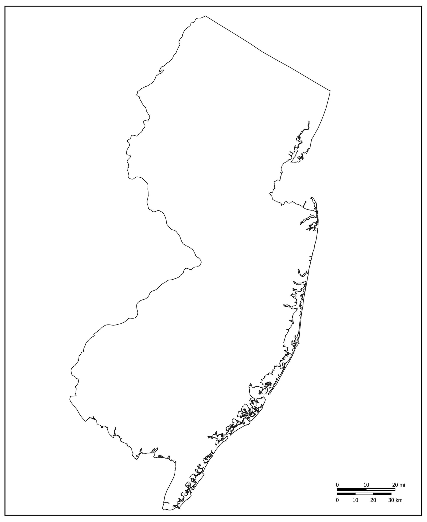Blank Map of New Jersey