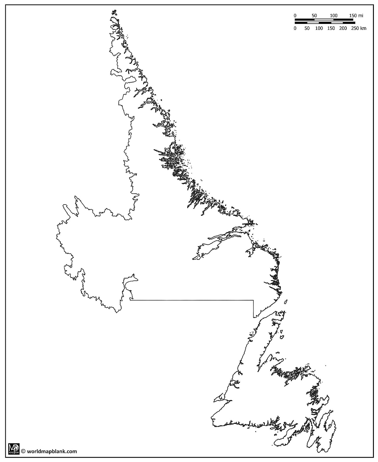 Blank Map of Newfoundland and Labrador