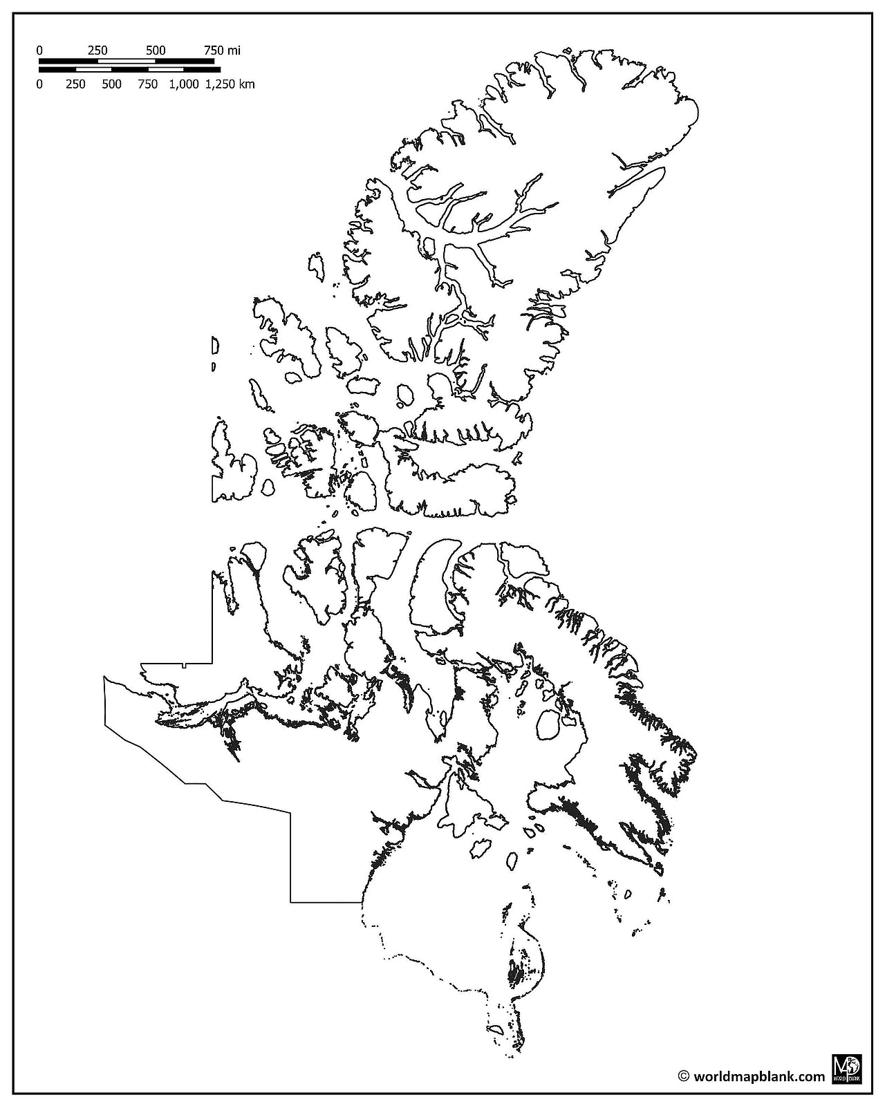 Blank Map of Nunavut