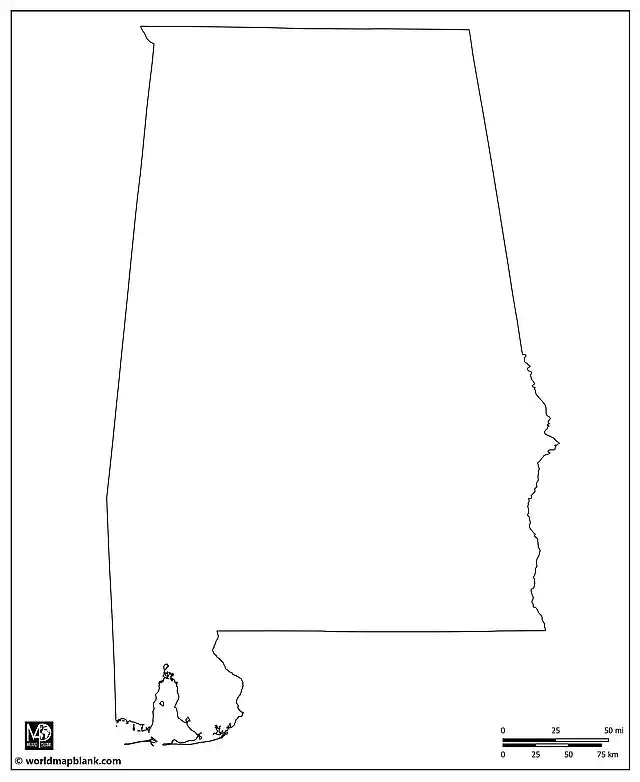Blank Map of Alabama