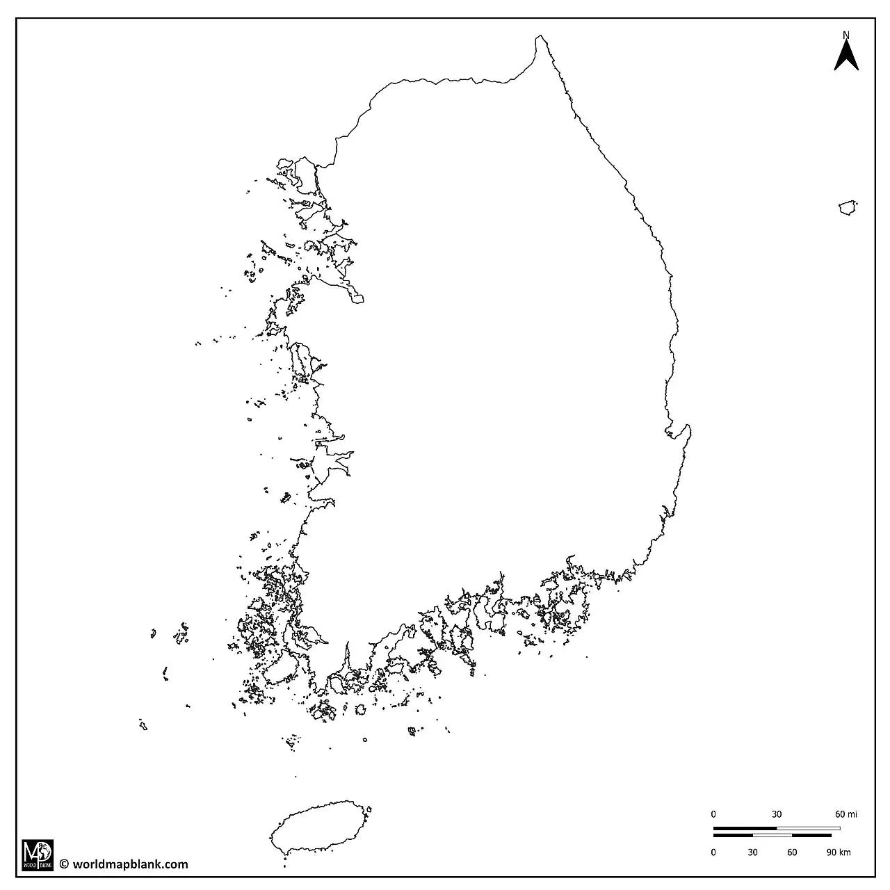 🇰🇷 Blank Map of South Korea