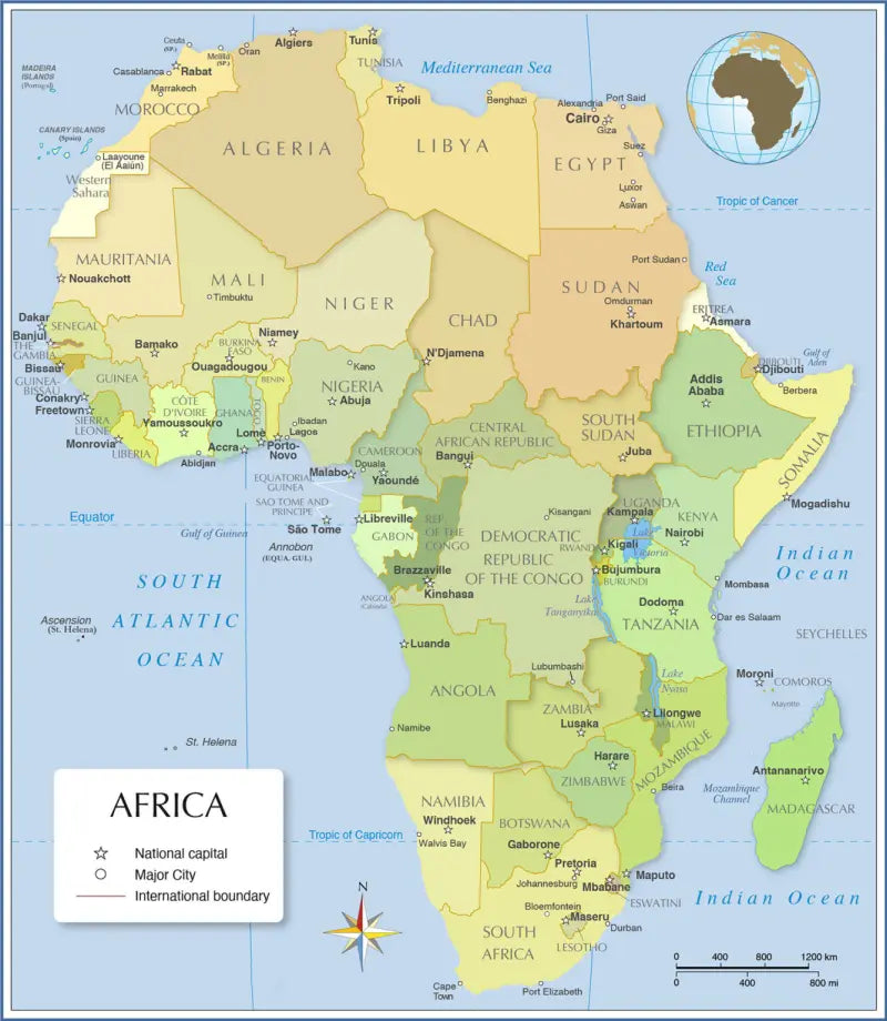 🌍 Labeled Political Map of Africa
