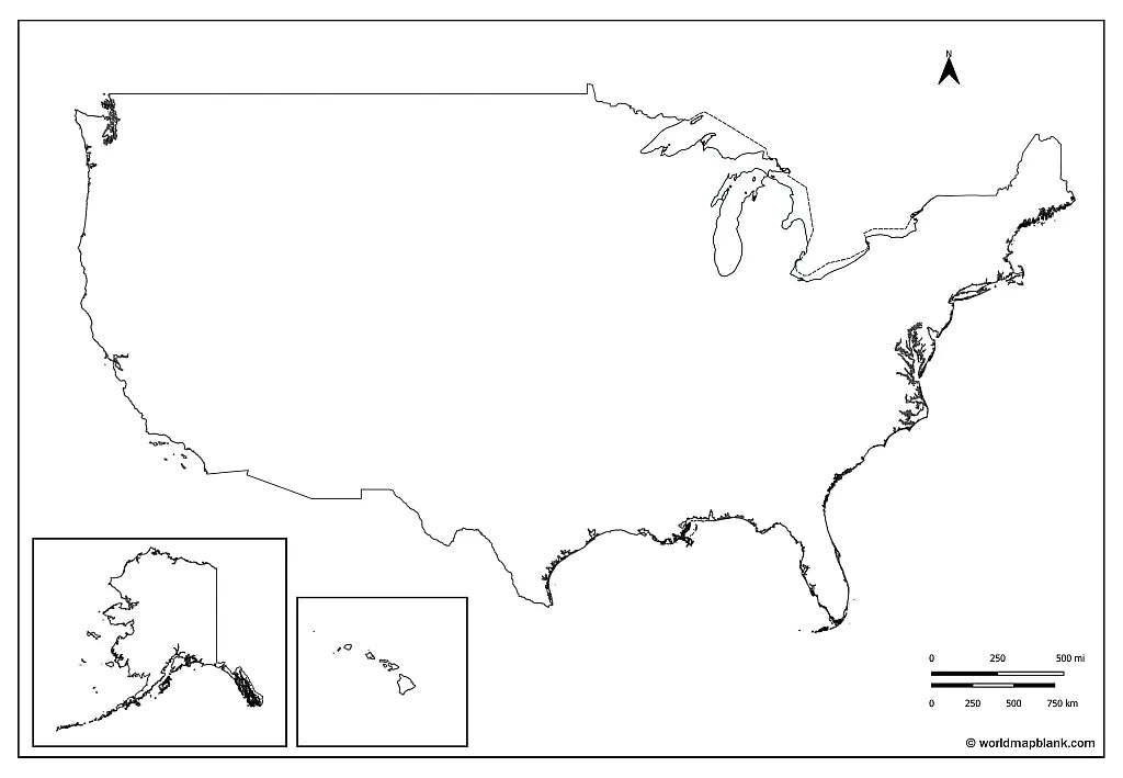 🇺🇸 Stumme Karte der USA