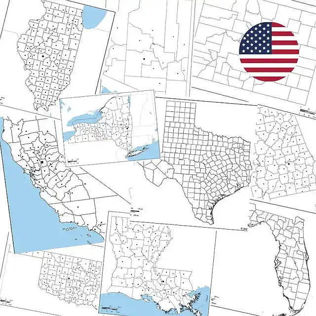 🇺🇸 Blank U.S. State Maps
