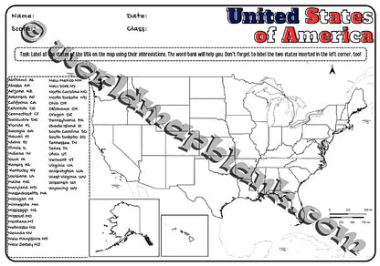 🇺🇸 USA Geography Worksheets: U.S. States & State Capitals