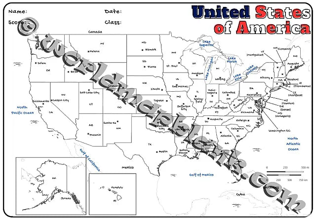 🇺🇸 USA Geography Worksheets: U.S. States & State Capitals