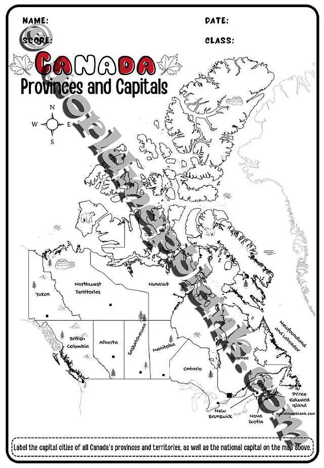 🇨🇦 Canada Worksheets: Provinces, Territories, and Capitals
