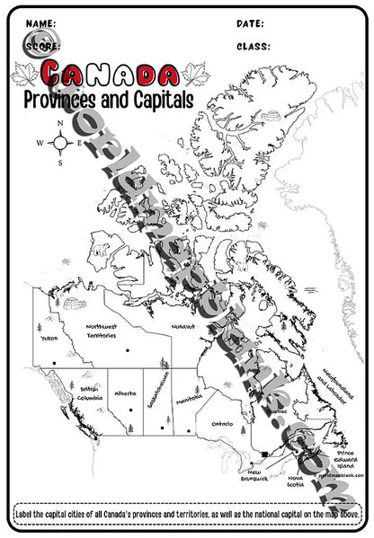 🇨🇦 Canada Worksheets: Provinces, Territories, and Capitals