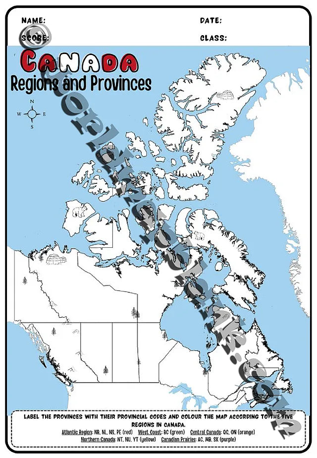 🇨🇦 Canada Worksheets: Provinces, Territories, and Capitals