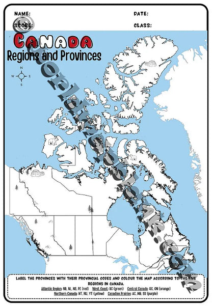 🇨🇦 Canada Worksheets: Provinces, Territories, and Capitals