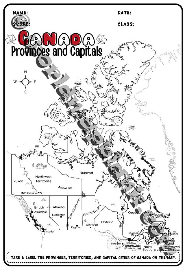 🇨🇦 Canada Worksheets: Provinces, Territories, and Capitals