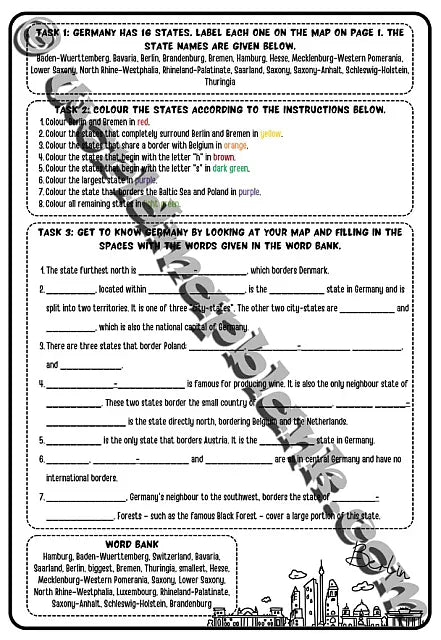 🇩🇪 Germany Map Worksheets: States & Capitals