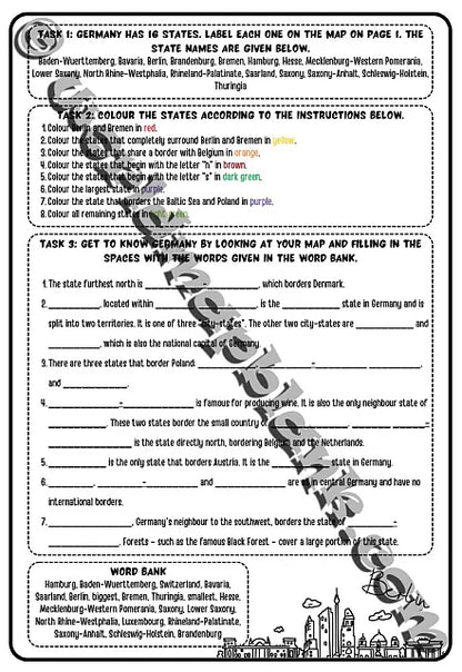 🇩🇪 Germany Map Worksheets: States & Capitals