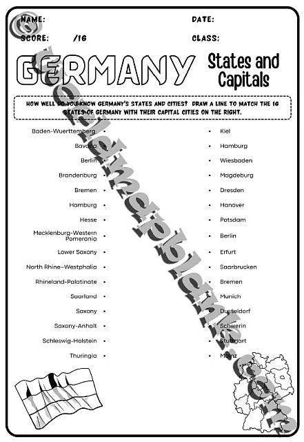 🇩🇪 Germany Map Worksheets: States & Capitals