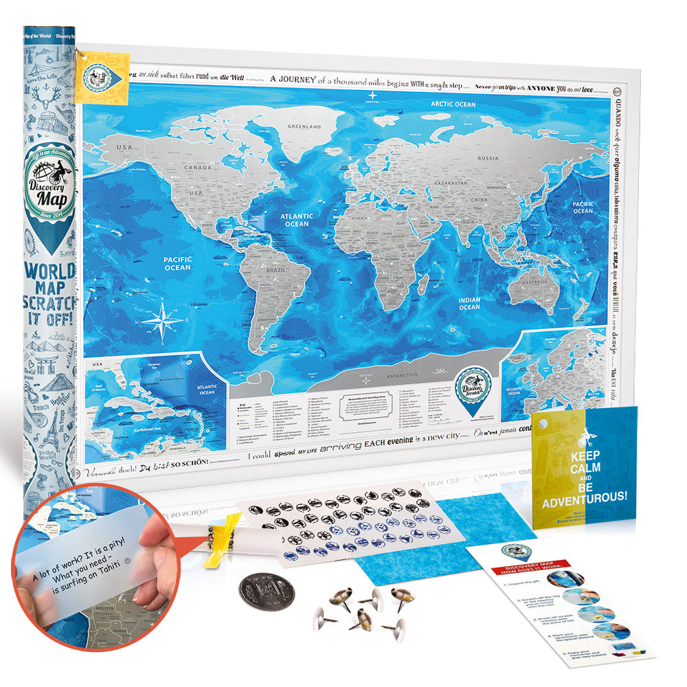Scratch Off World Map Silver