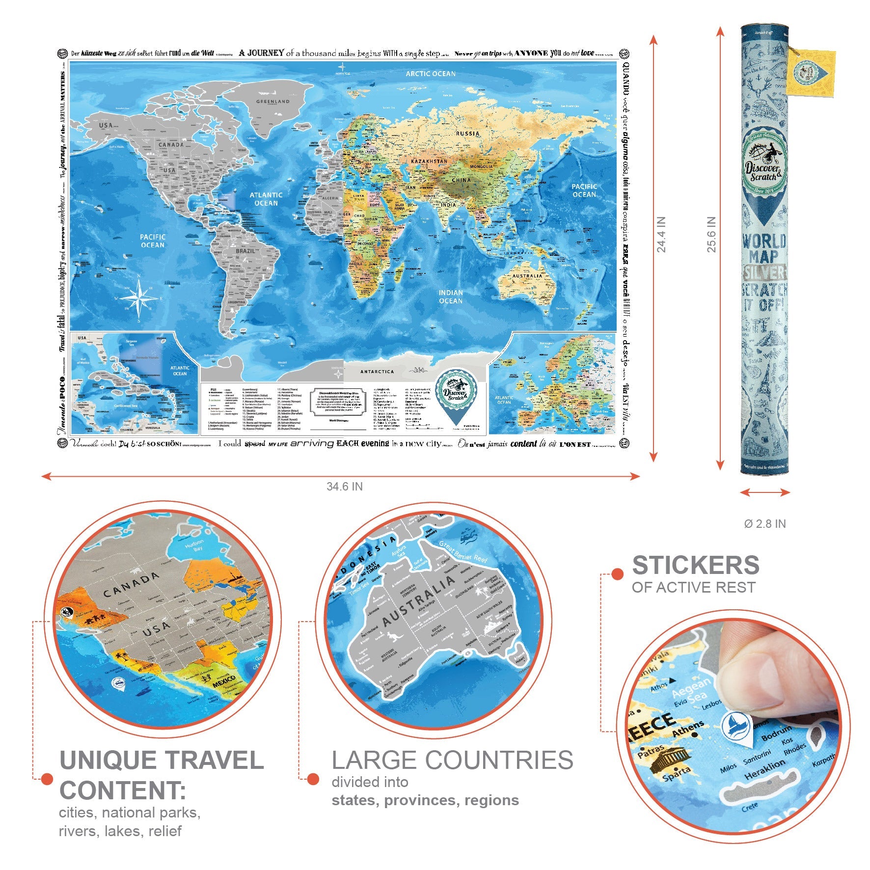 Scratch Off World Map Silver