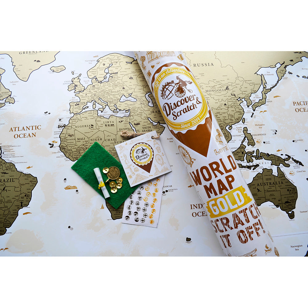 Scratch Off World Map Gold