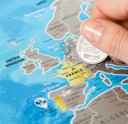 Scratch Off World Map Silver