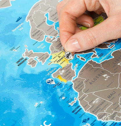 Scratch Off World Map Silver