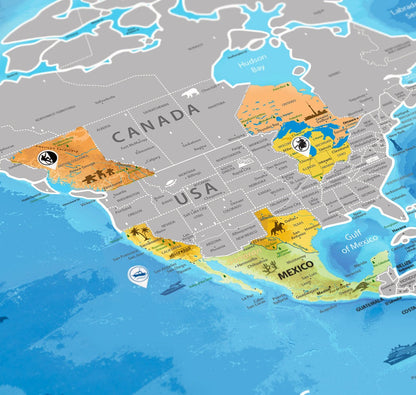 Scratch Off World Map Silver
