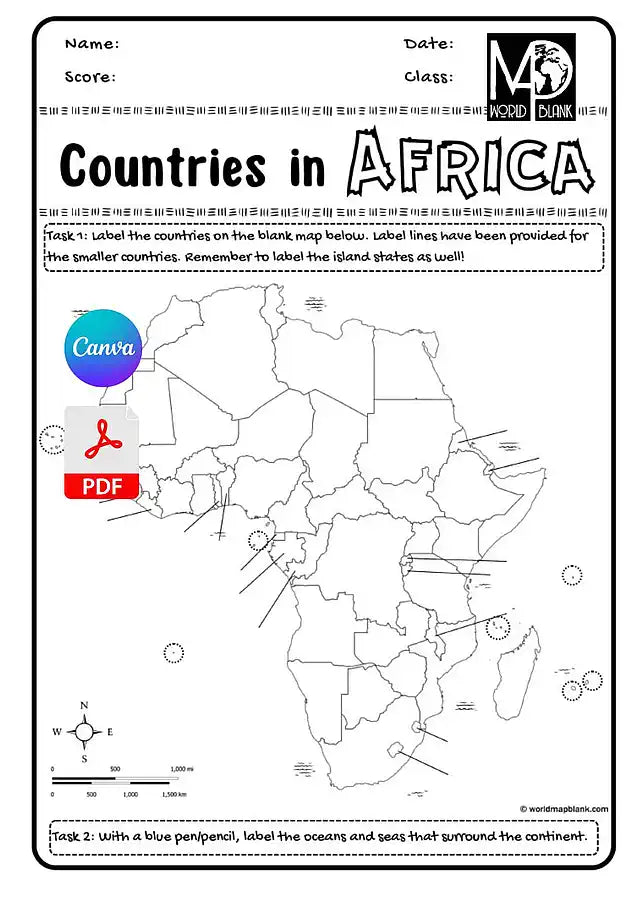 🌍 Africa Geography Worksheets: Countries & Capitals