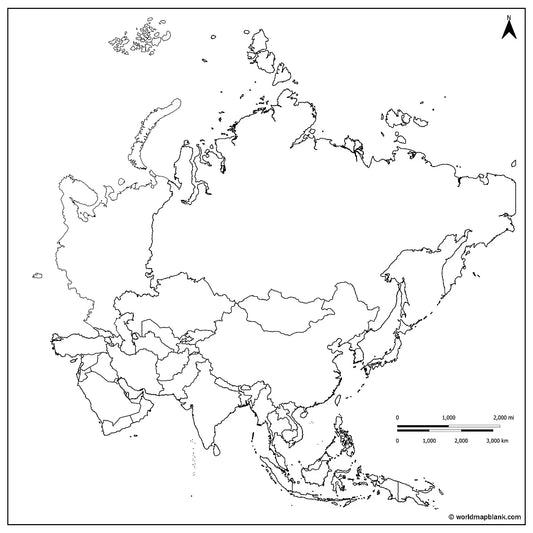 🌏 Blank Map of Asia