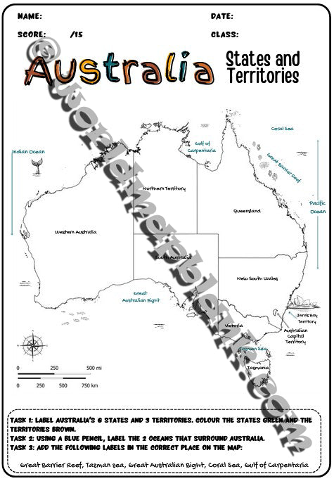 🇦🇺 Australia Map Worksheets: Territories & Capitals
