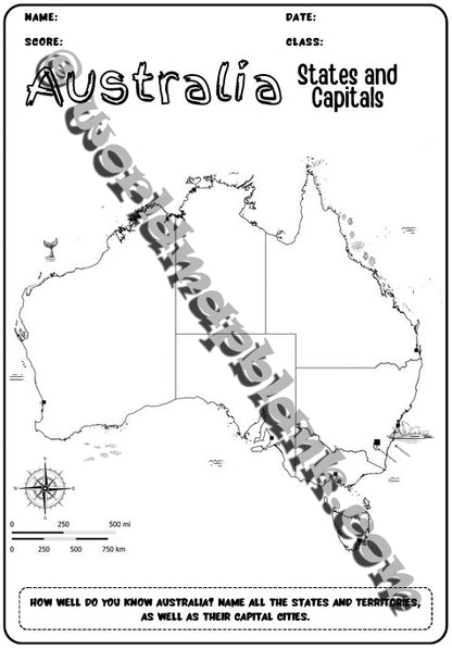 🇦🇺 Australia Map Worksheets: Territories & Capitals