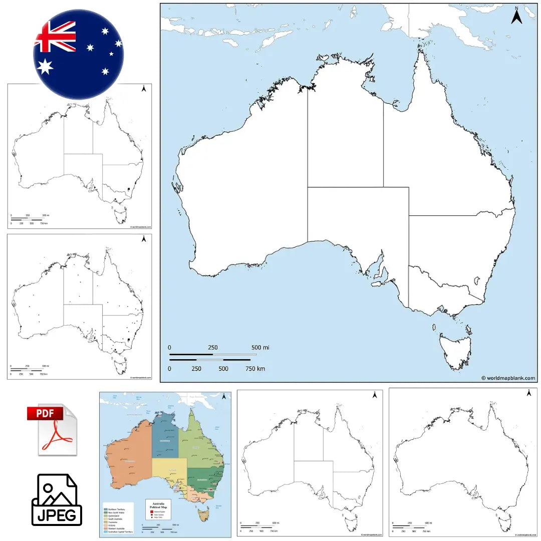 🇦🇺 Stumme Karte von Australien