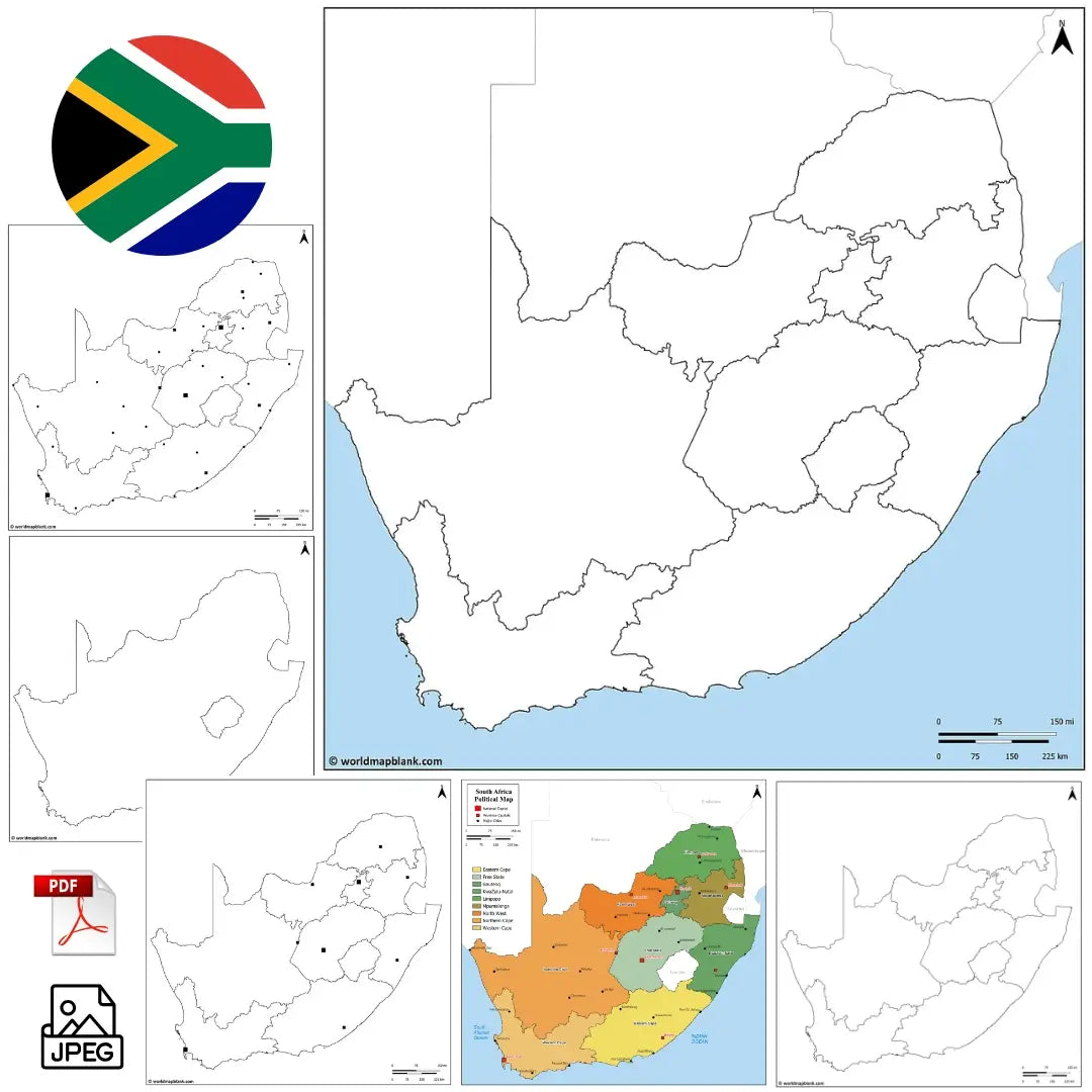 🇿🇦 Blank Map of South Africa