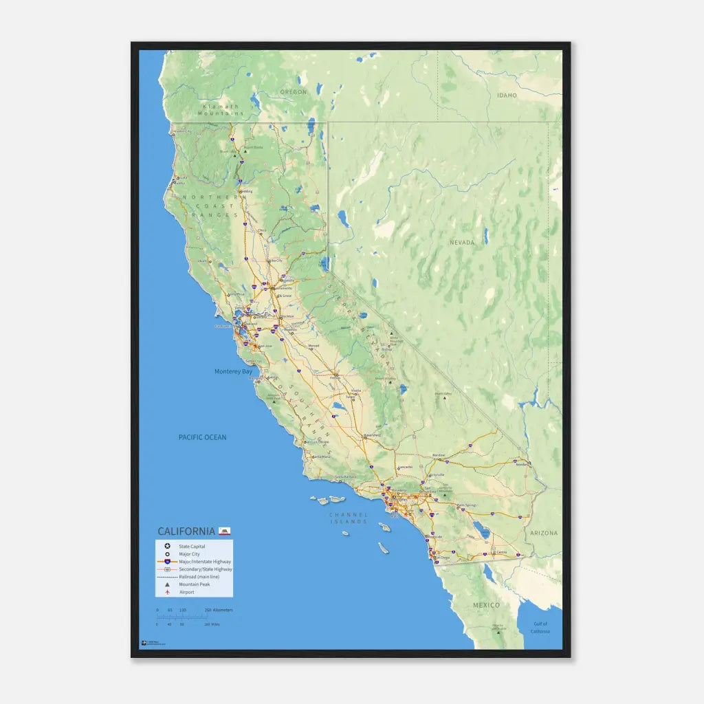 California Wall Map [Poster or Framed]