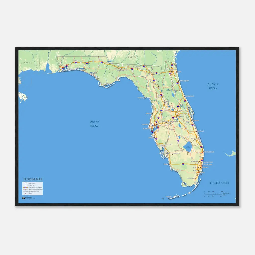 Florida Wall Map [Poster or Framed]
