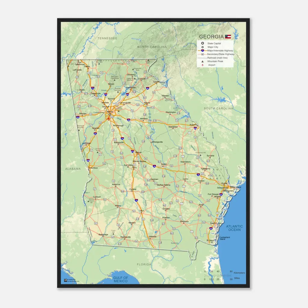 Georgia Wall Map [Poster or Framed]