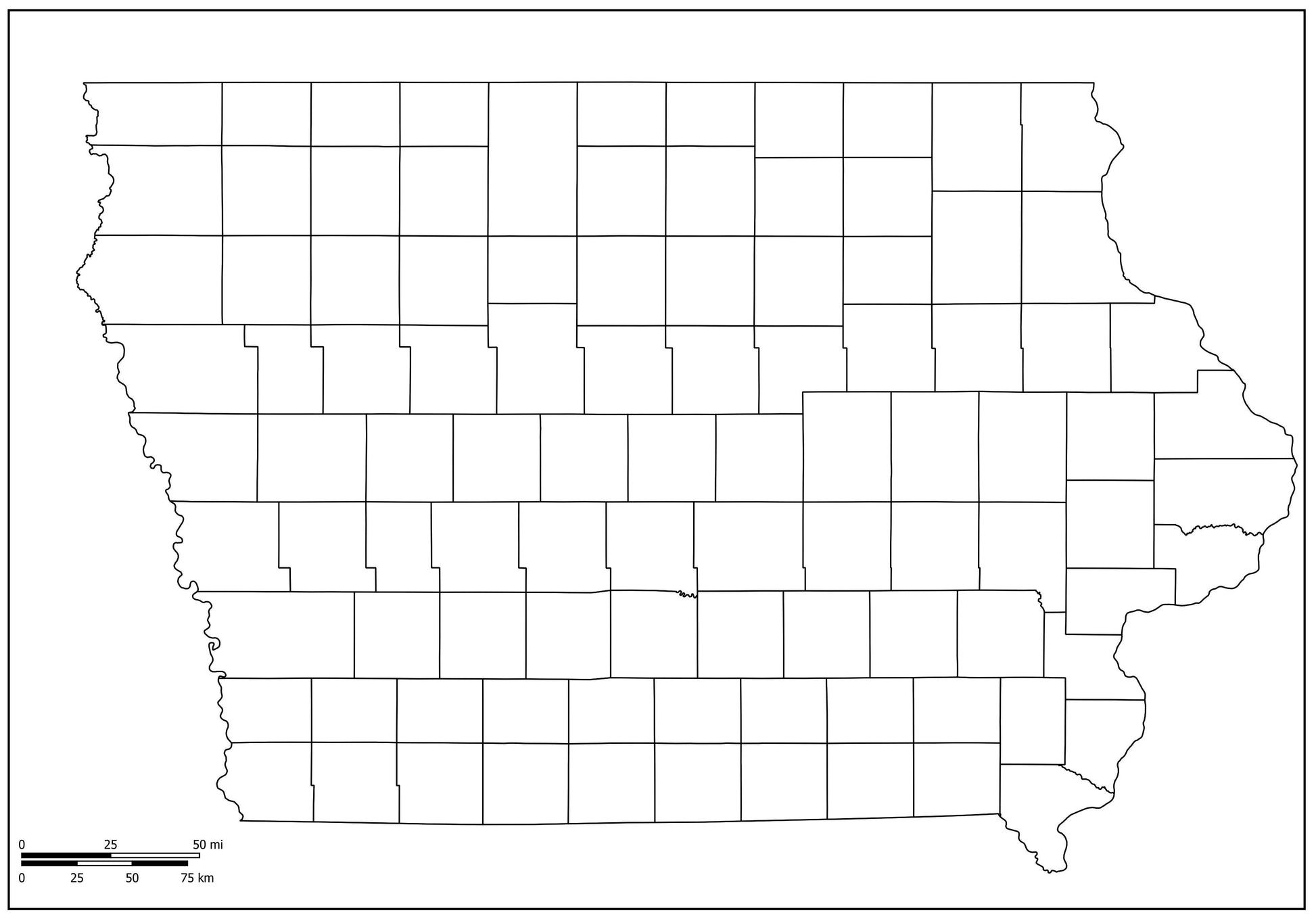 Blank Map of Iowa