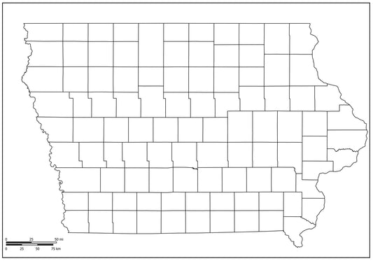 Blank Map of Iowa