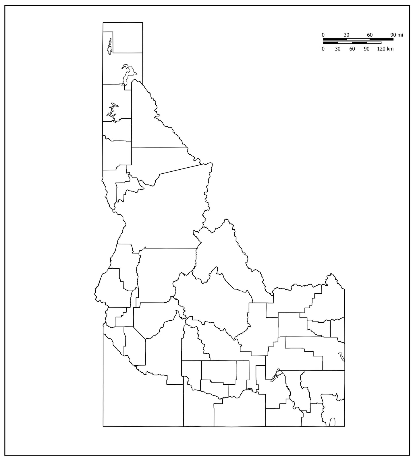 Blank Map of Idaho