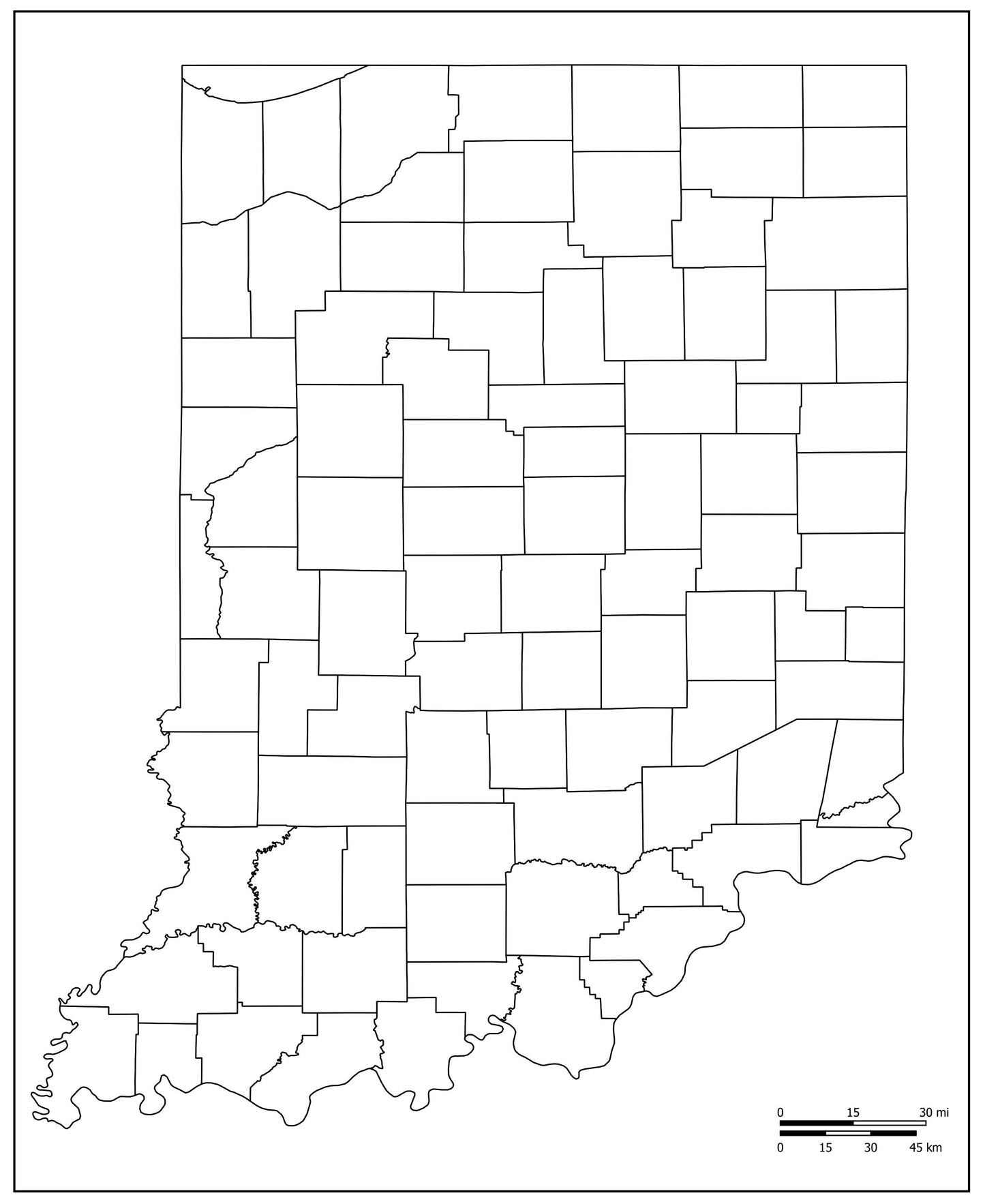 Blank Map of Indiana