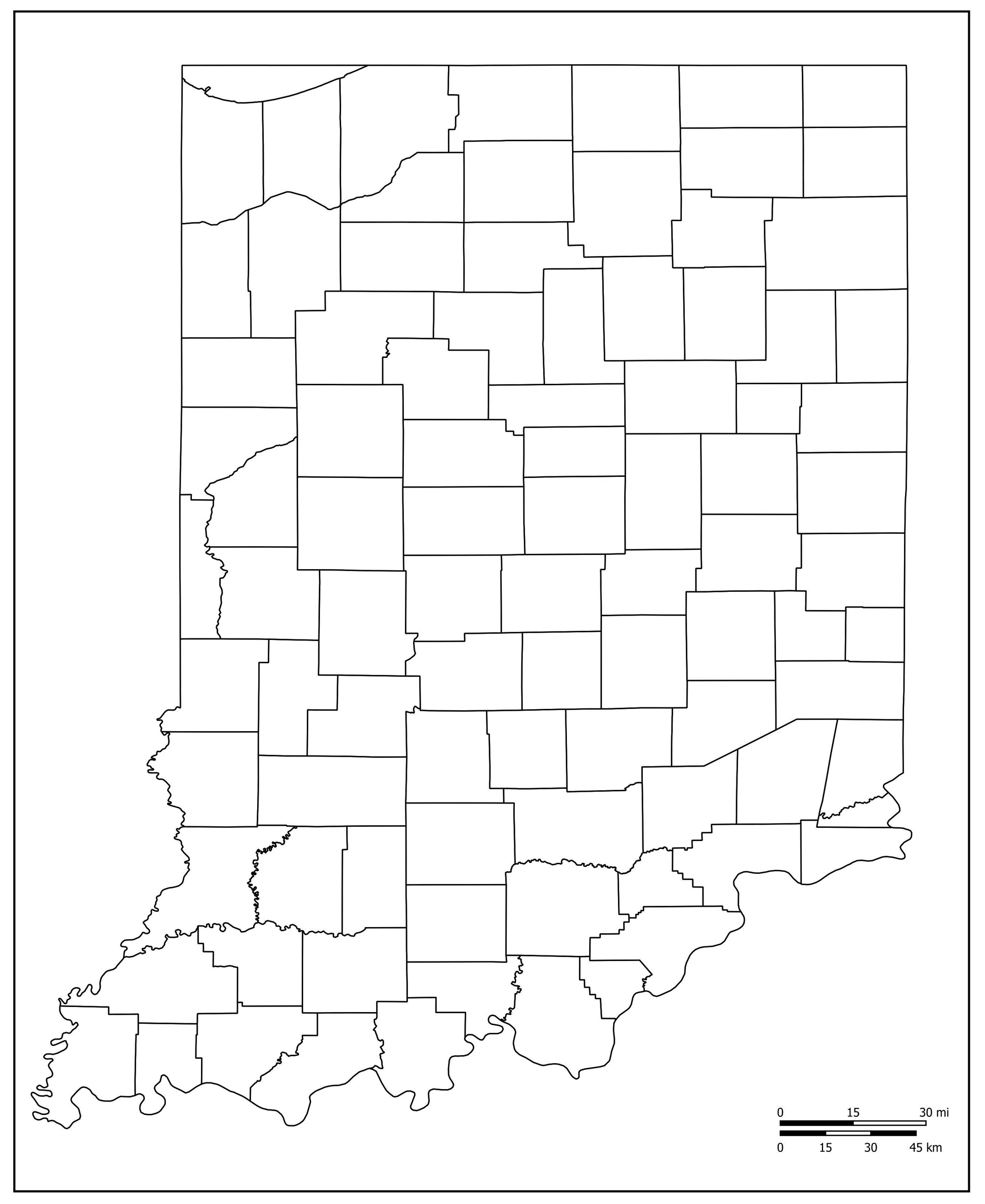 Blank Map of Indiana