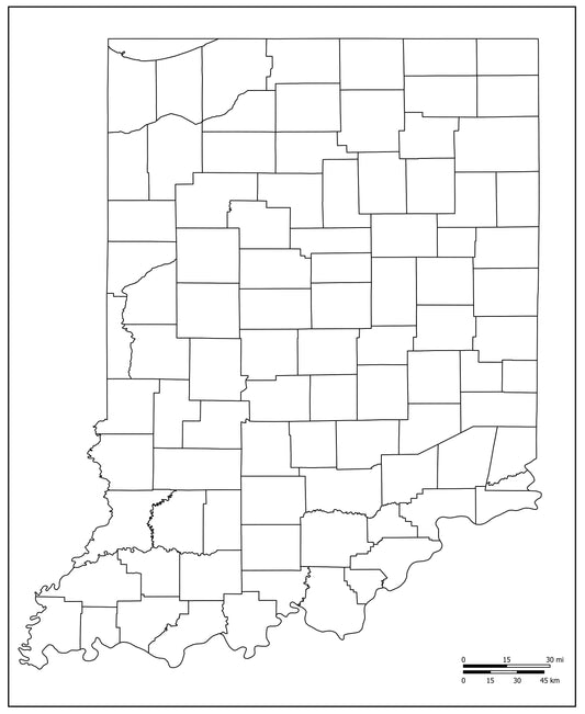 Blank Map of Indiana