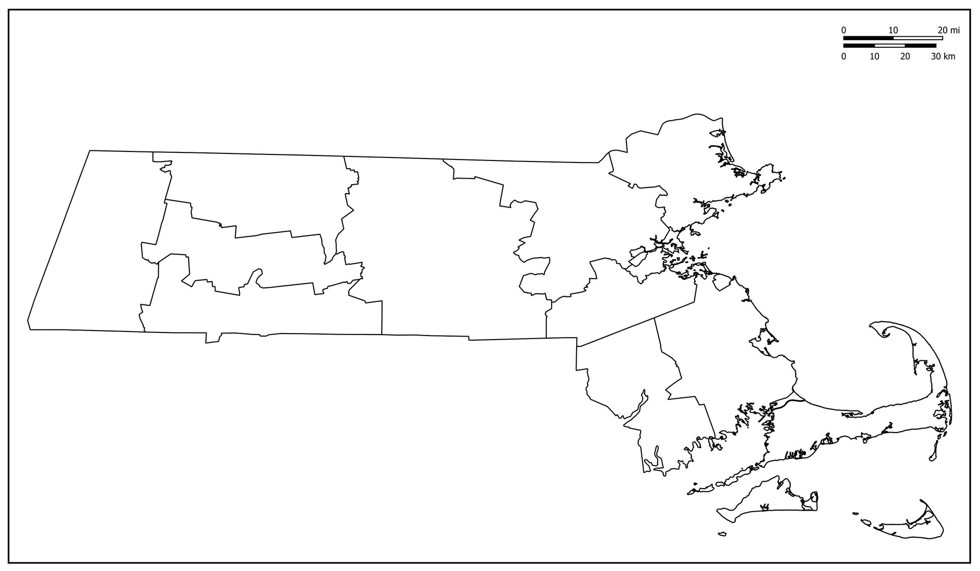 Blank Map of Massachusetts