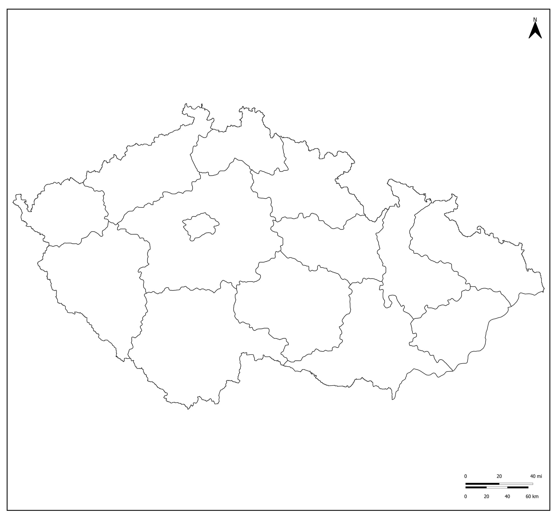 🇨🇿 Blank Map of Czechia