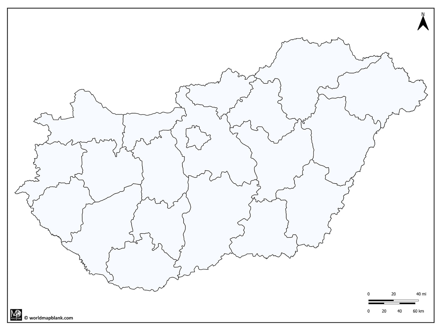 🇭🇺 Blank Map of Hungary