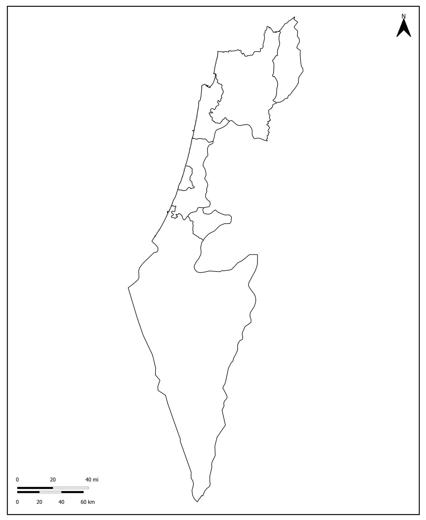 🇮🇱 Blank Map of Israel