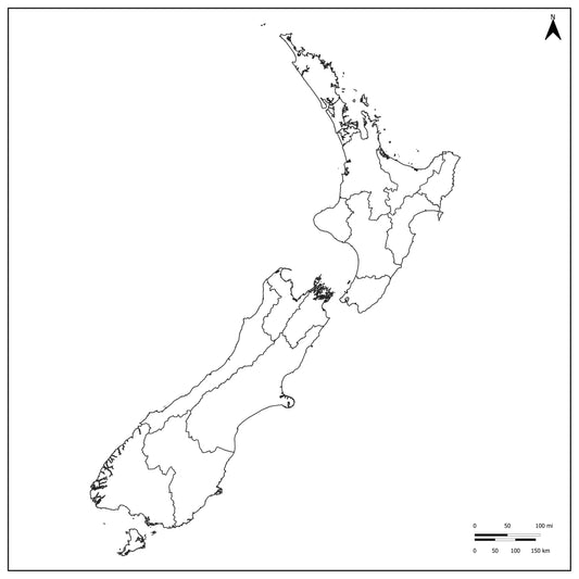 🇳🇿 Blank Map of New Zealand
